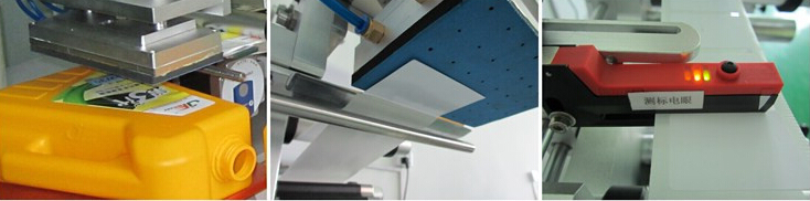 Spout Bags ម៉ាស៊ីនដាក់ស្លាកថង់ផ្លាស្ទិចពាក់កណ្តាលស្វ័យប្រវត្តិសម្រាប់ផ្ទៃរាបស្មើ