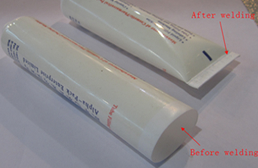 welding samples by ultrasonic tube sealer គំរូនៃការផ្សារដែកដោយ sealer បំពង់ ultrasonic