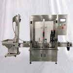 ក្បាលពីរ Servo Cosmetic Jars Screw Closeing Capping Machine