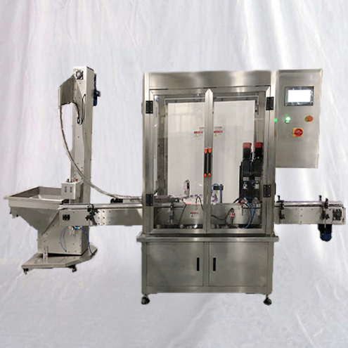 ក្បាលពីរ Servo Cosmetic Jars Screw Closeing Capping Machine